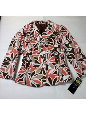 Susanny Taylor Womens Floral Button-Up Jacket Size S, NWT